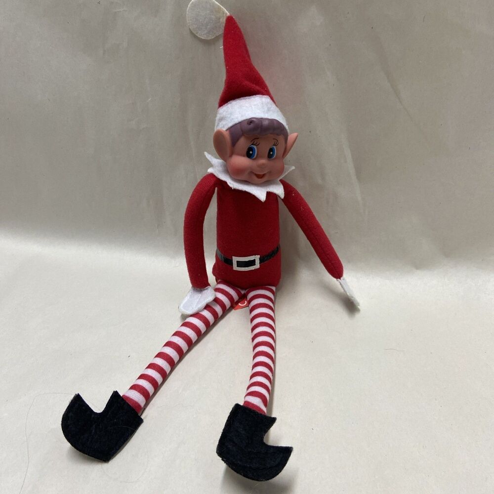 Interactive 12-Inch Christmas Elf Behaving Badly Plush Plastic Face Decoration